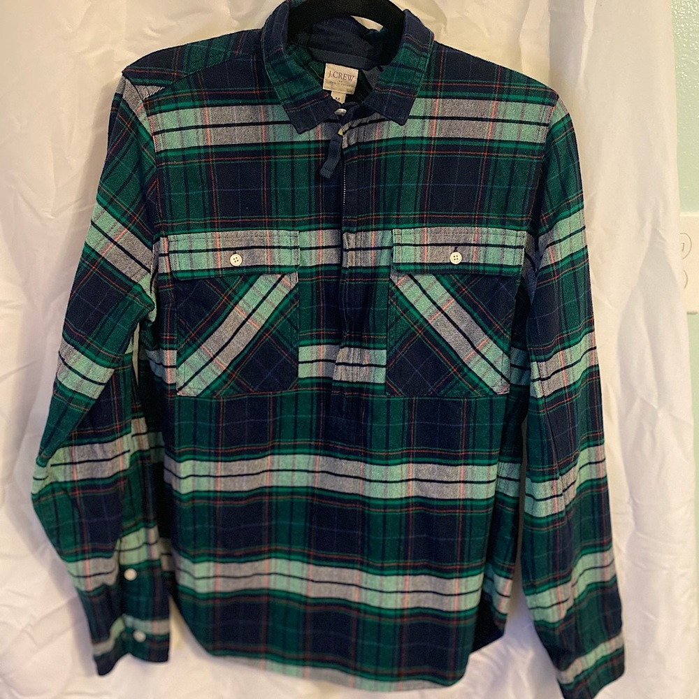 J Crew 3/4 zip long sleeve flannel